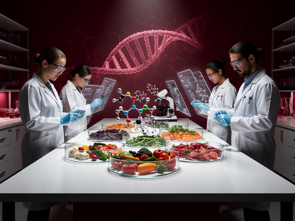 scienziati di fronte a cibo del futuro